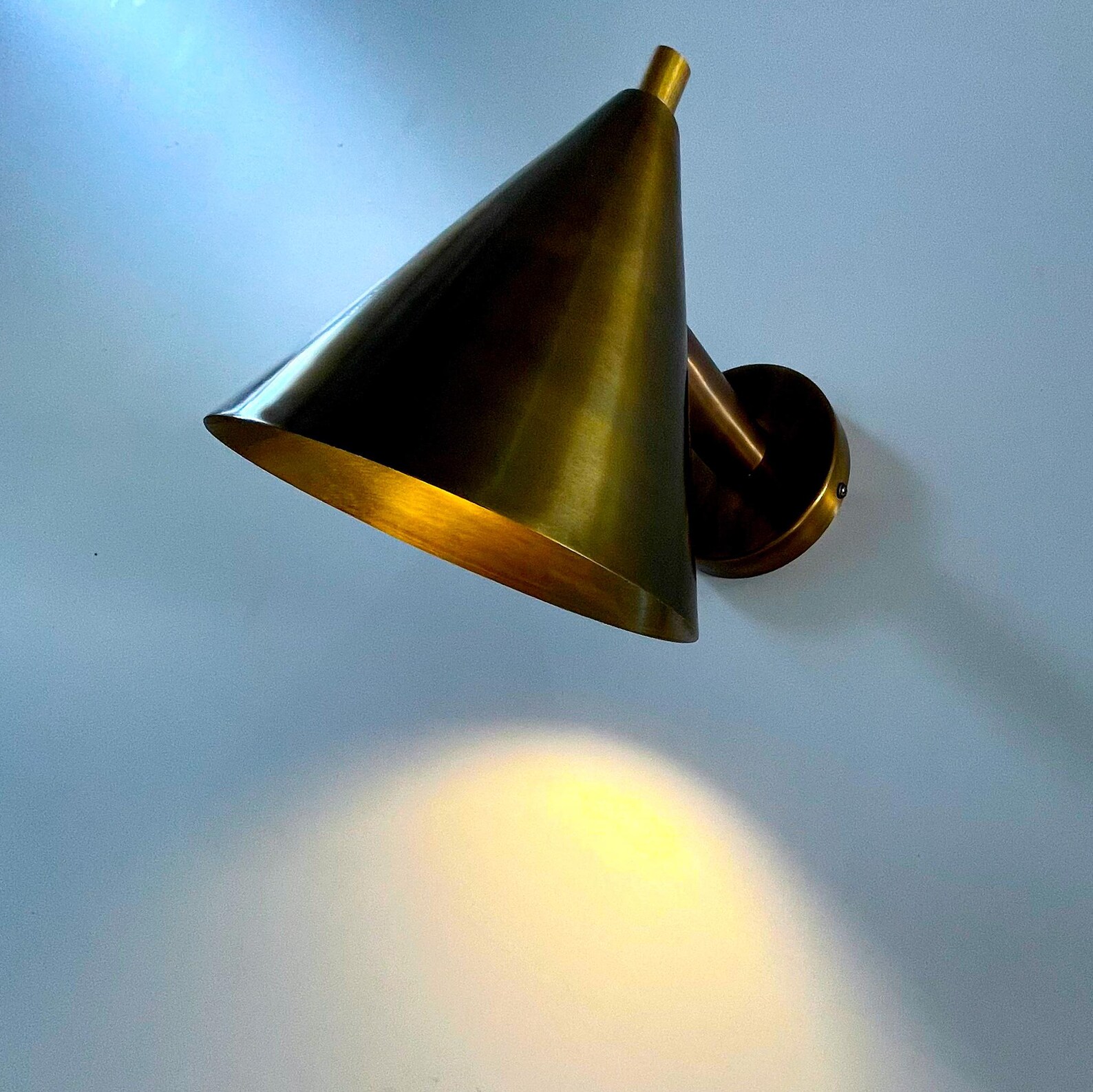 Vintage Brass Cone Pendant Light — photo 1