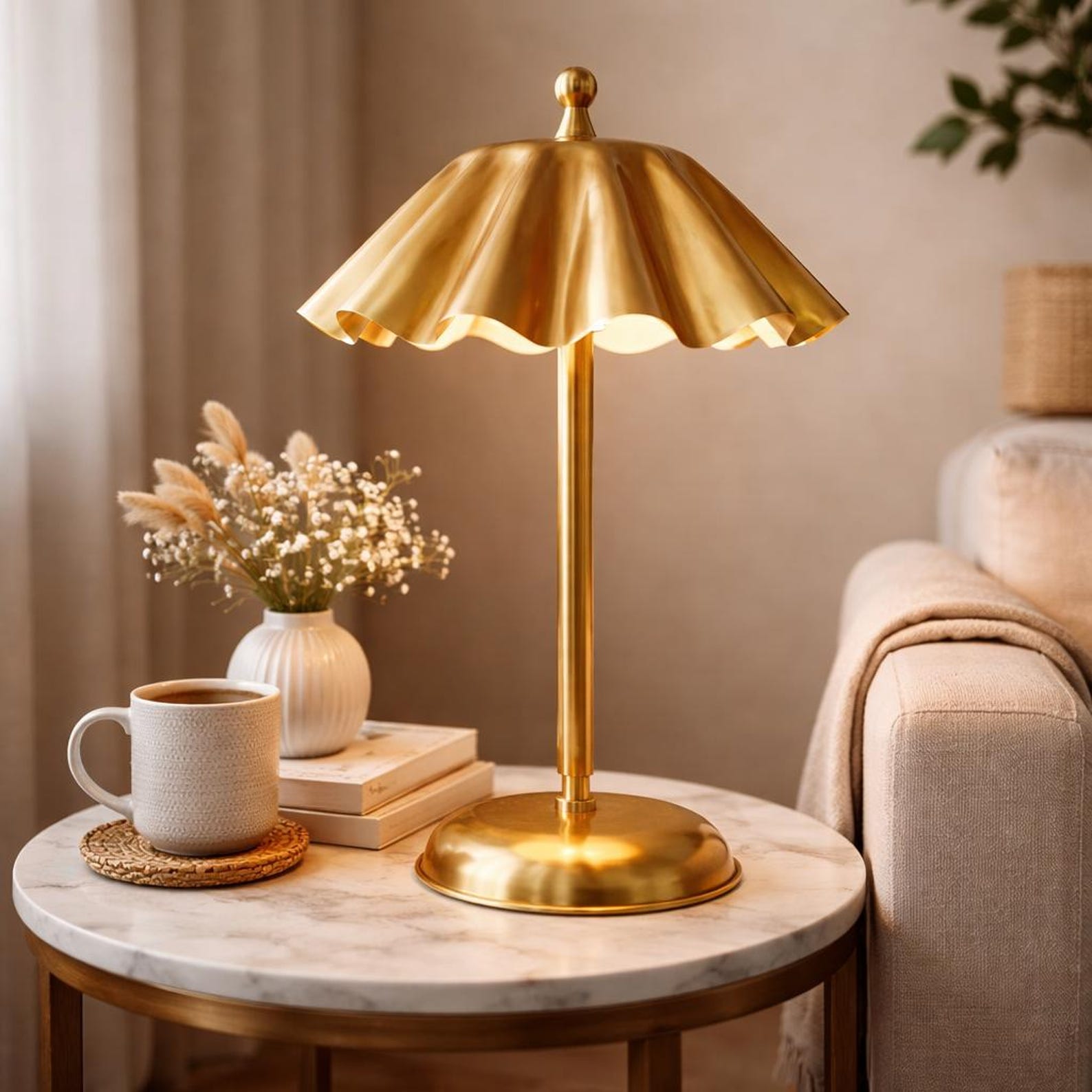 Mid-Century Italian Brass Table Lamp — Shadow-Play Lighting — photo 1