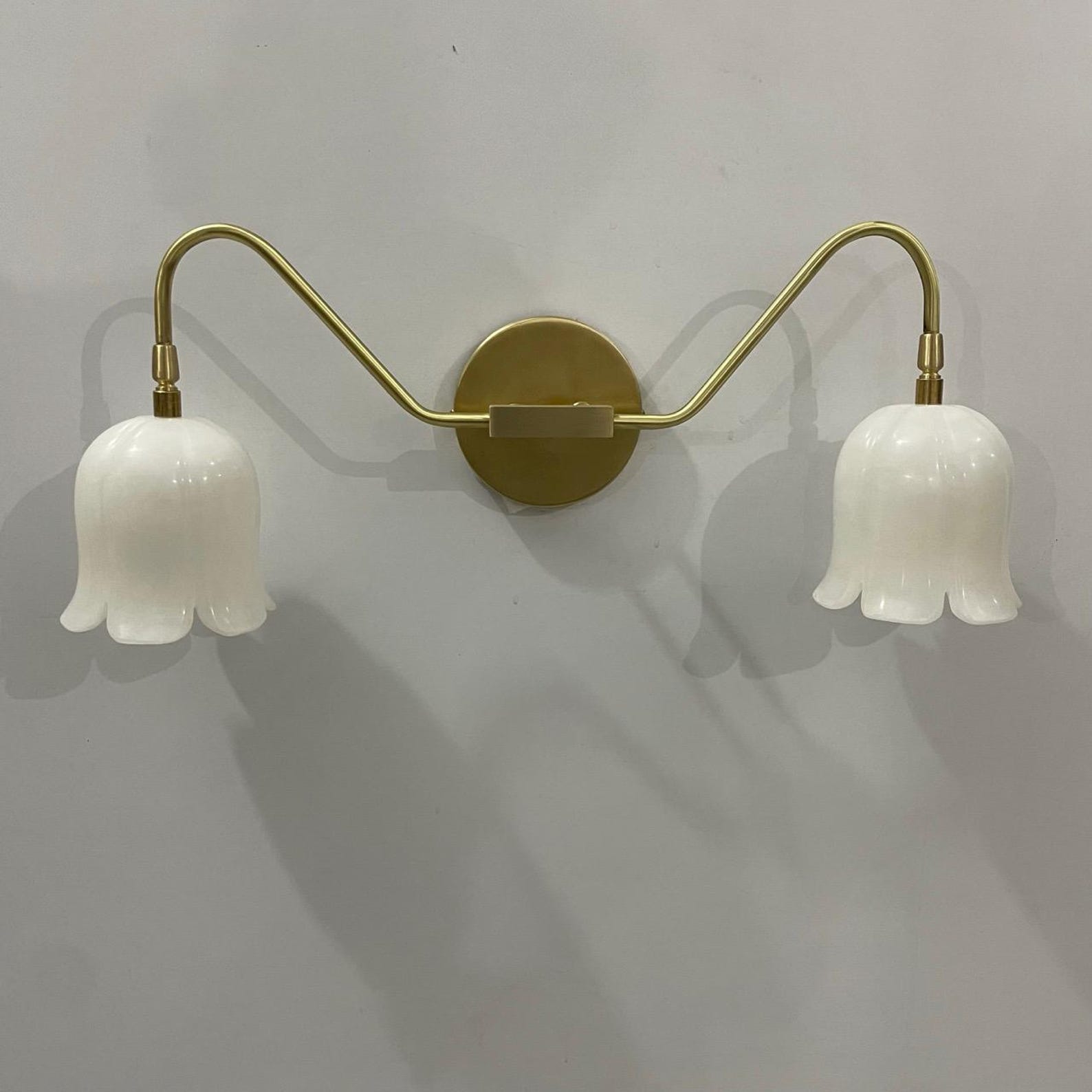 Handcrafted Raw Brass Alabaster Tulip Sconce — photo 1
