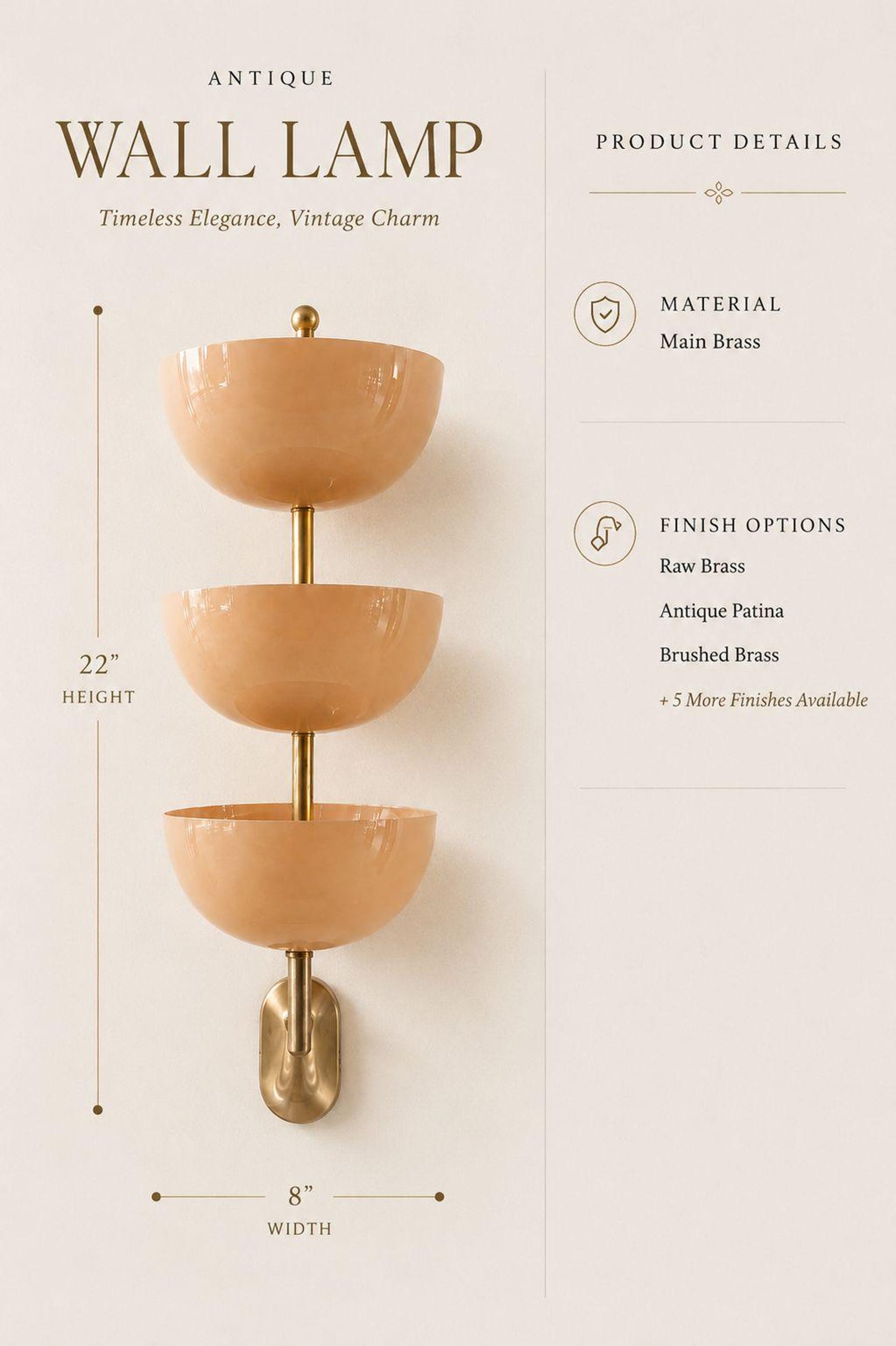 Mid Century Modern Brass Wall Sconce — photo 1