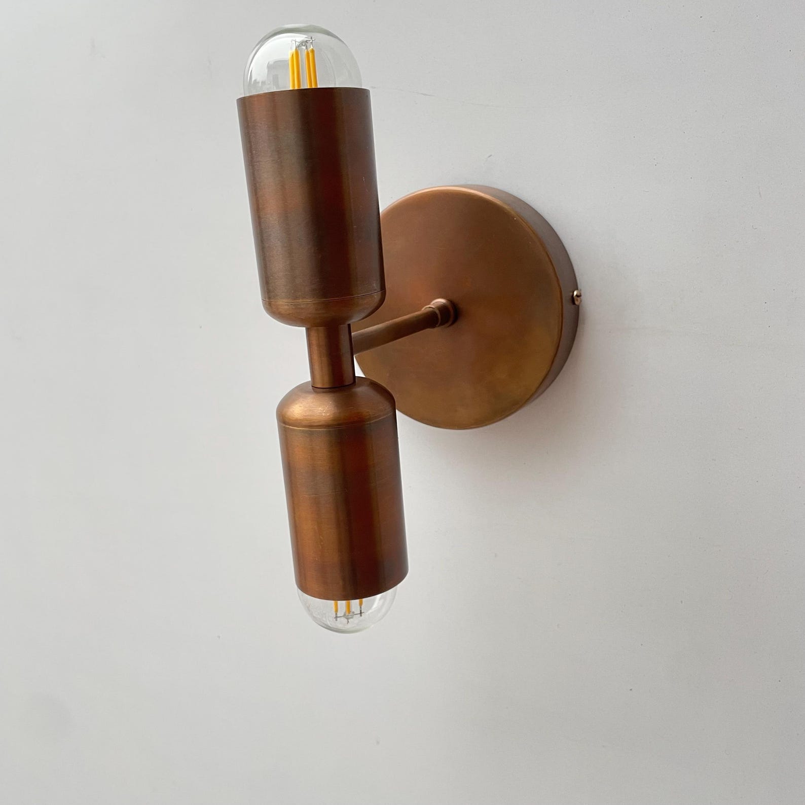Mid-Century Modern Brass Double Wall Sconce — photo 1