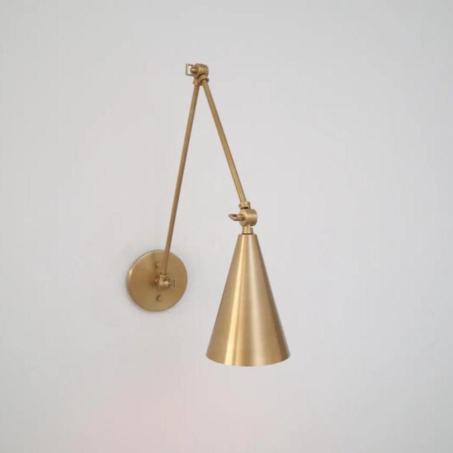 Mid Century Modern Brass Swing Arm Wall Sconce — photo 1
