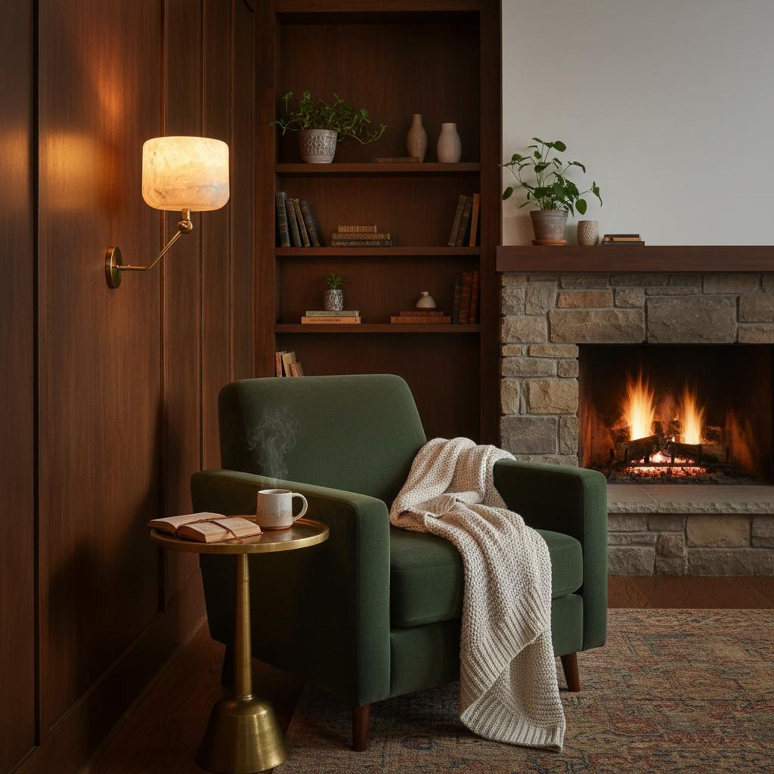 Alabaster Wall Sconce — Adjustable Brass Mid-Century Modern Light — photo 1