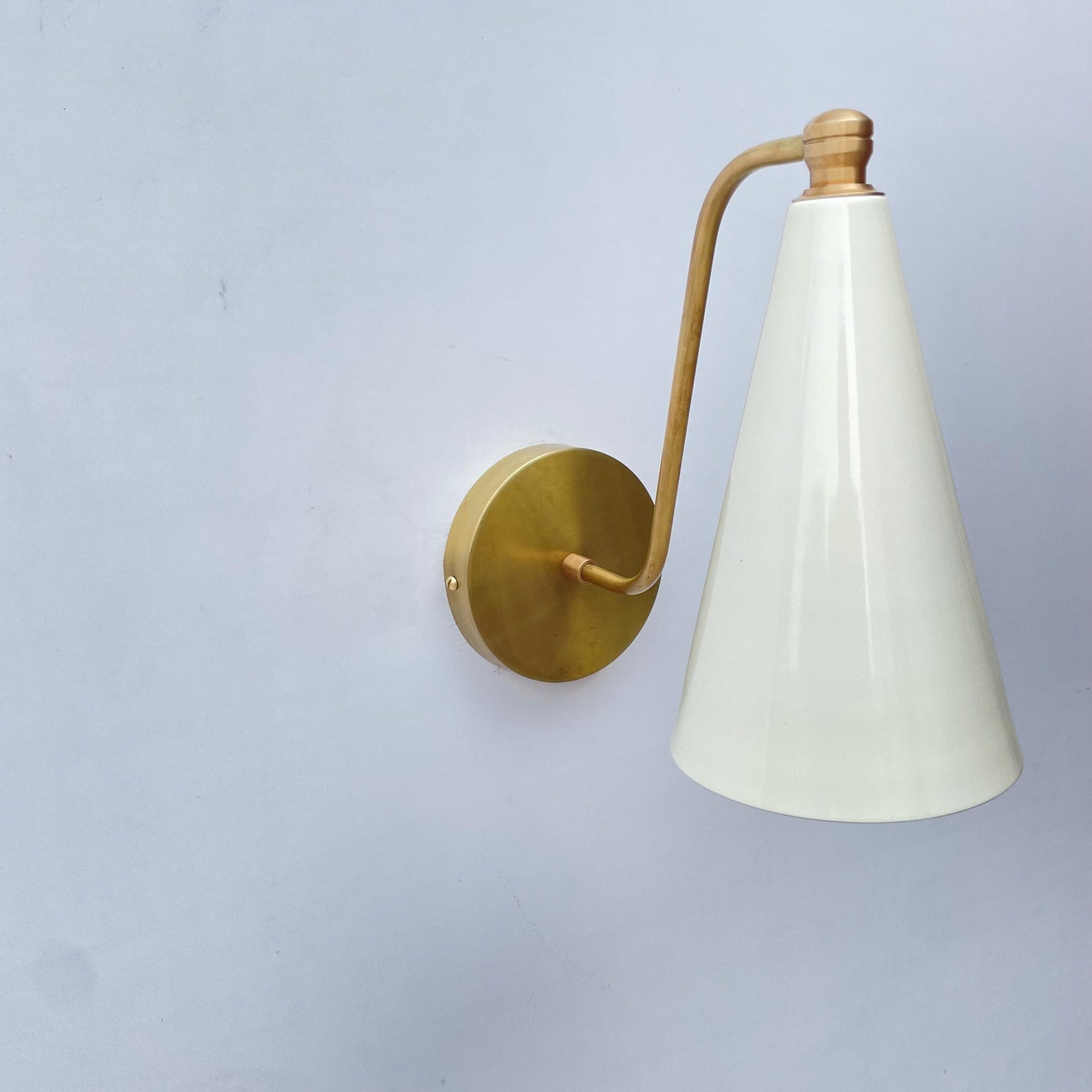 Handcrafted Brass Wall Sconce — Wine cone shade — photo 1