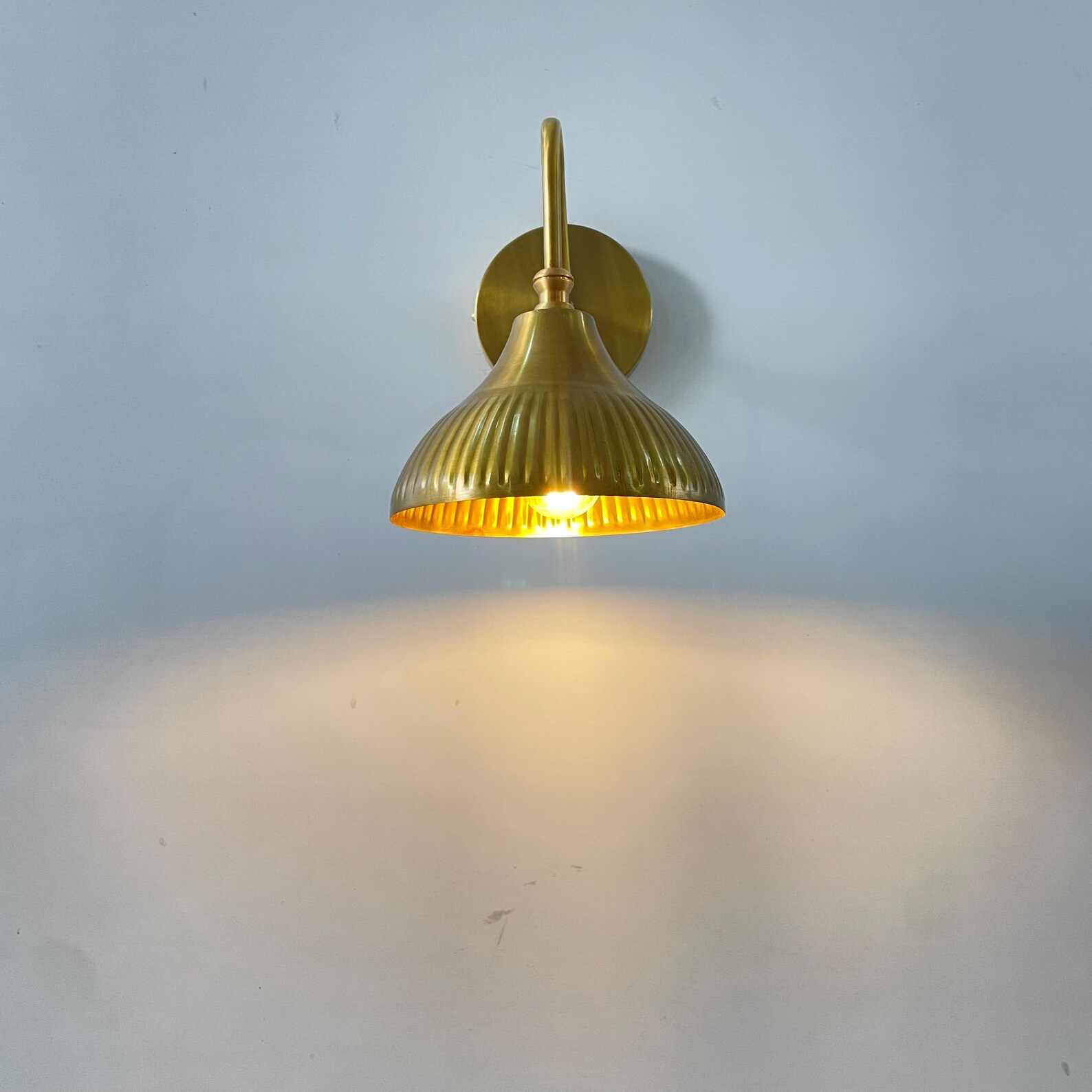 Handcrafted Fluted Brass Wall Sconce — photo 1
