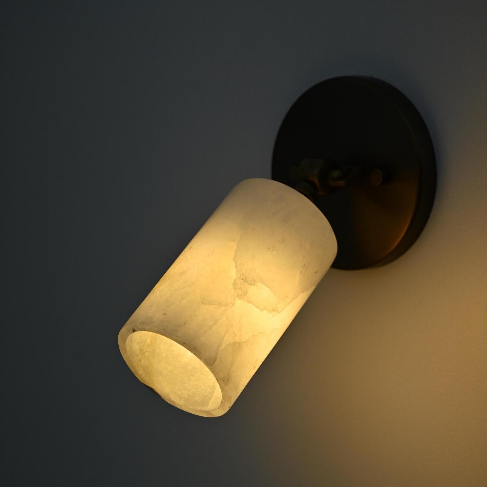 Mid-Century Brass Alabaster Wall Sconce — photo 1