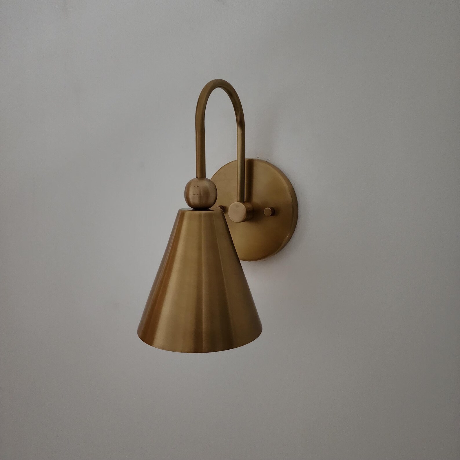 Handcrafted Brass Wall Sconce — Mid-Century Modern Wall Light A Timeless Peice — photo 1