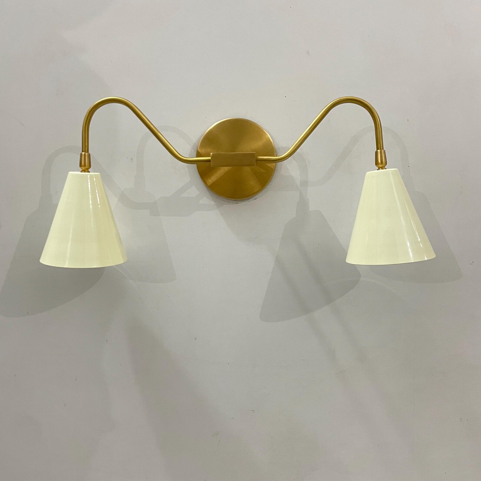 Double Arm Brass Wall Sconce — photo 1