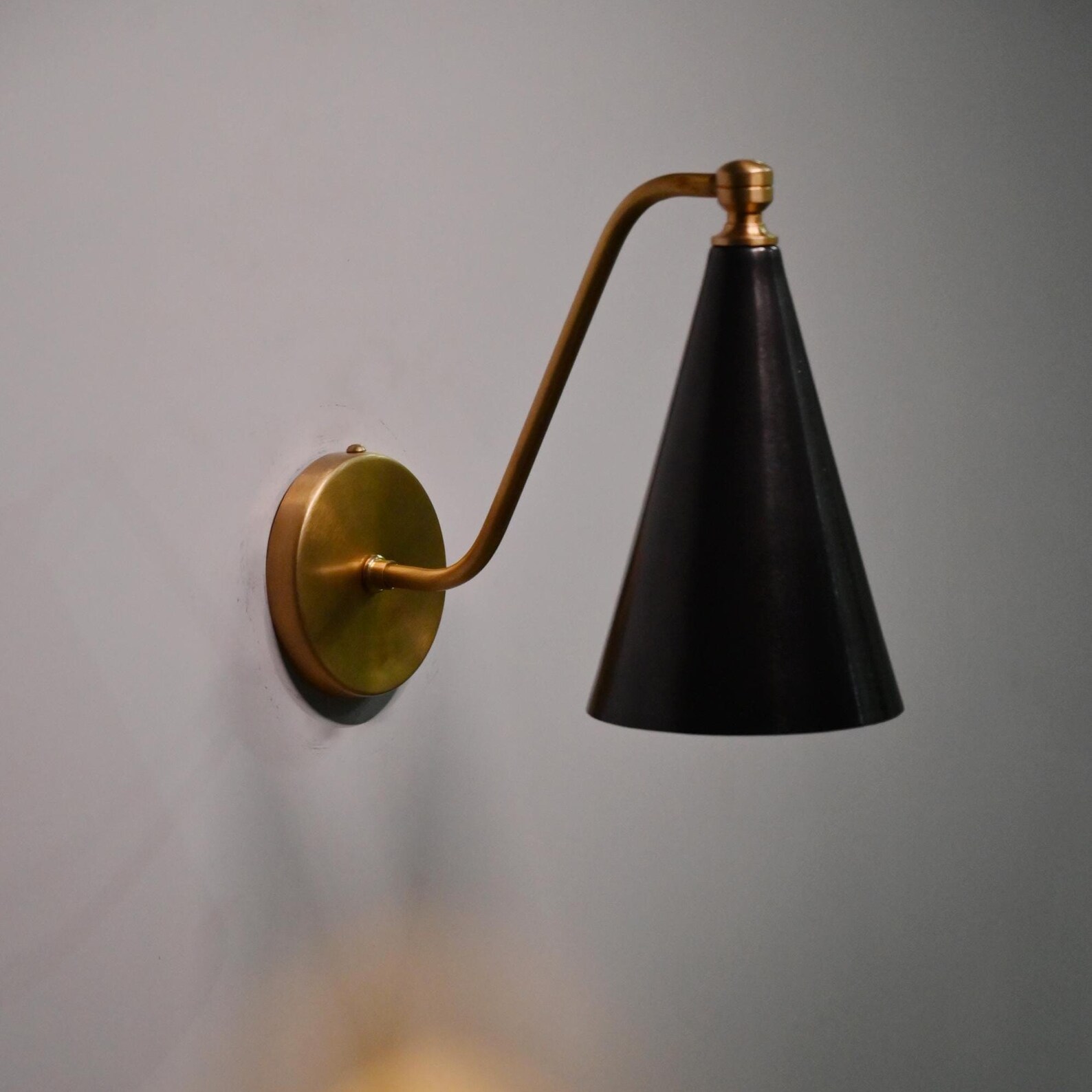 Handmade Brass Cone Wall Sconce — photo 1