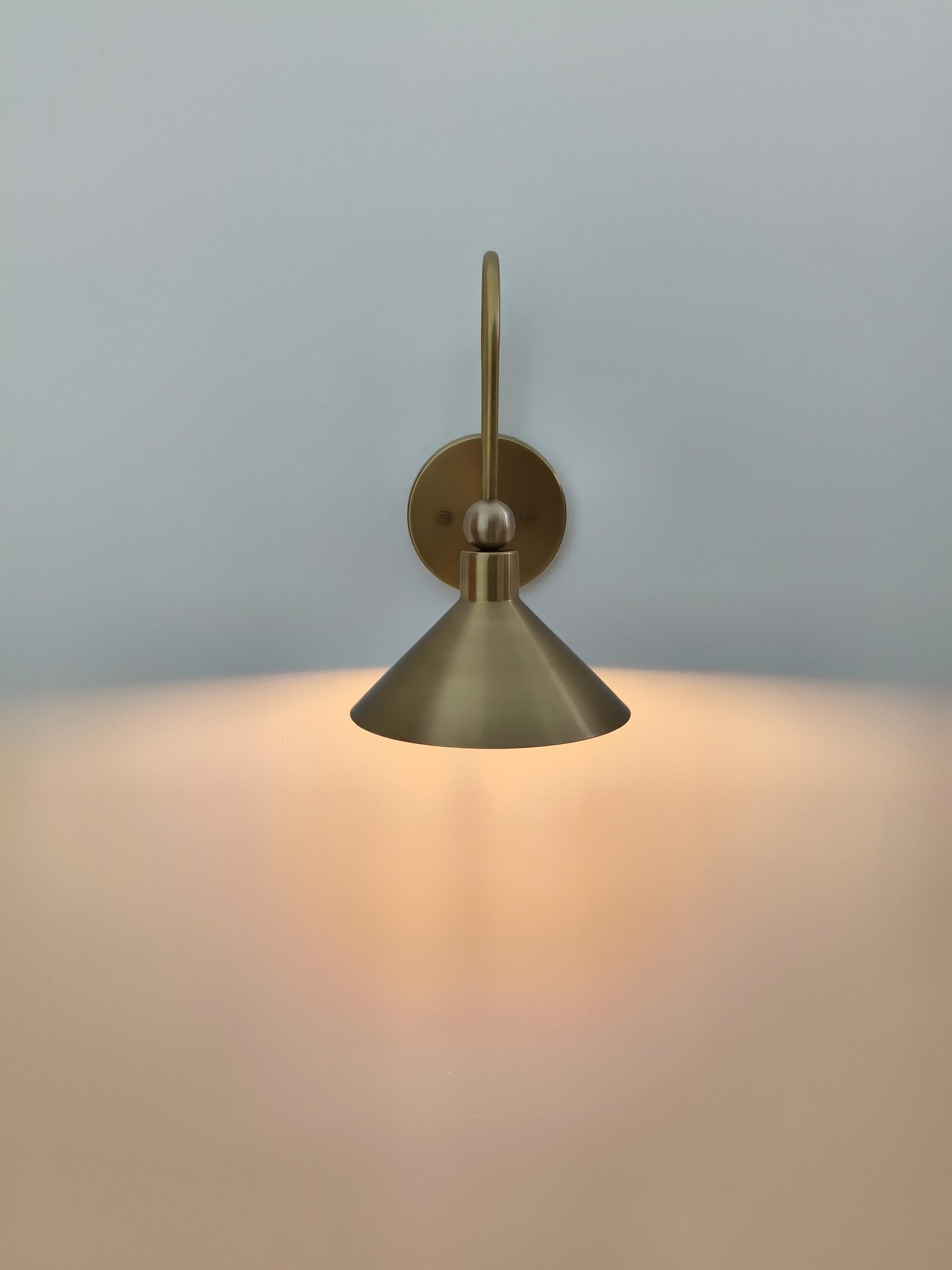 Handcrafted Brass Wall Sconce — Mid-Century Italian Style — photo 1