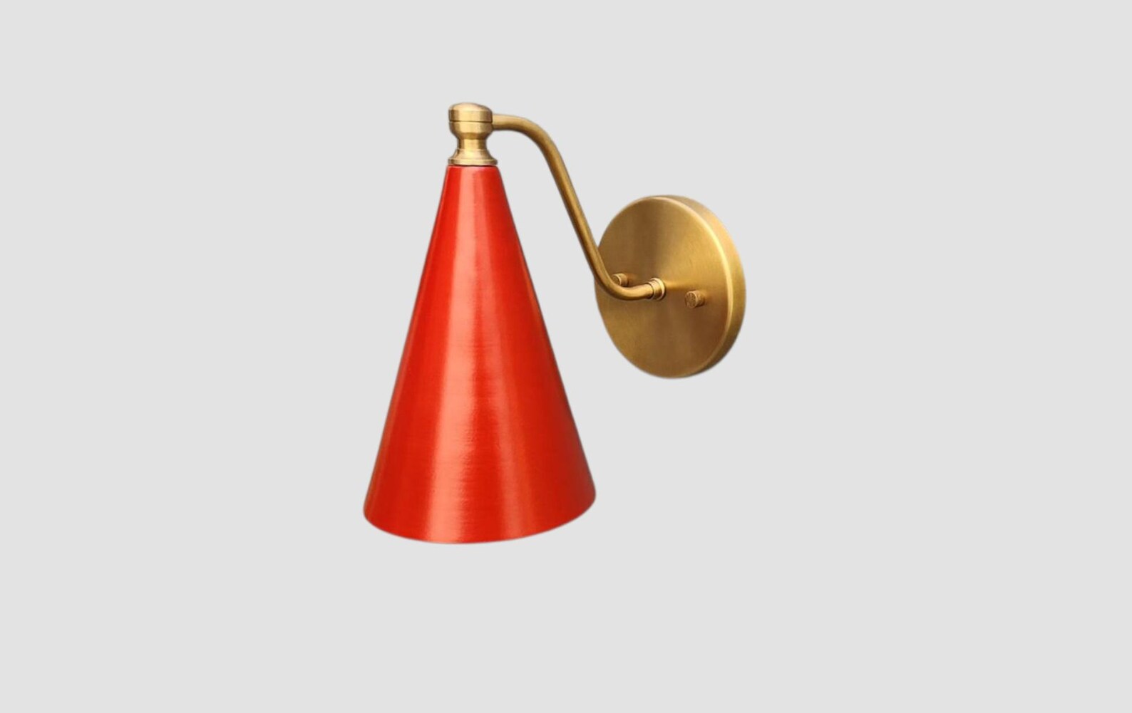 Handmade Brass wall sconce with Red lampshade — photo 1